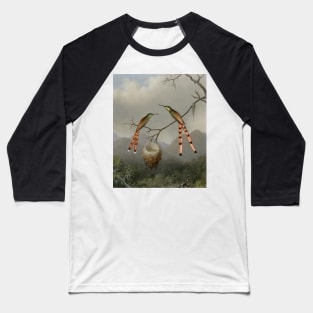 Two Hummingbirds with Their Young by Martin Johnson Heade Baseball T-Shirt